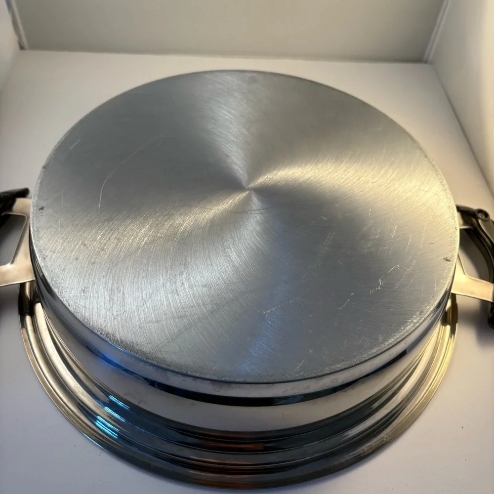 Nutri Stahl Stainless 3 Qt‎ Saucepan Pot With Lid Double Handles Black Knob